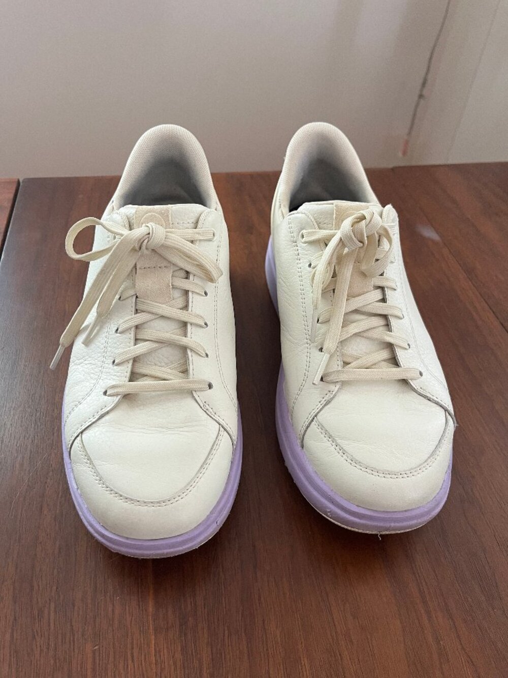 Kizik Sydney Sneakers Womens 10 Wide White Purple Leather Slip On Comfort Shoes